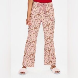Boden Pink Cotton Holiday Winter Animal Print Pajama Pants Tie Waist Medium
